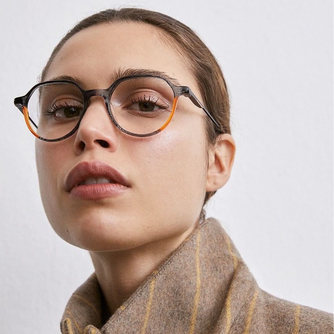Woman wearing Etnia Barcelona eyewear at Mango Optic.