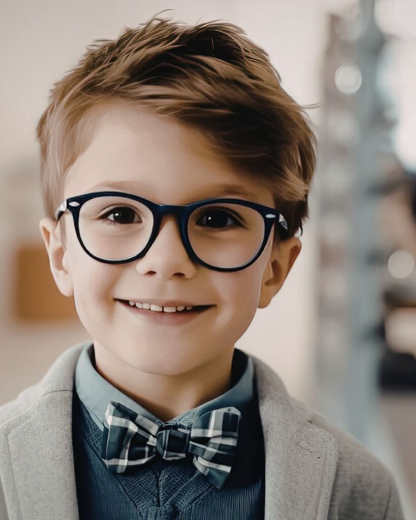 Kid wearing glasses.