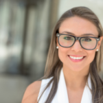 Woman wearing glasses from Mango Optic in Boca Raton