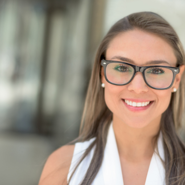 Woman wearing glasses from Mango Optic in Boca Raton